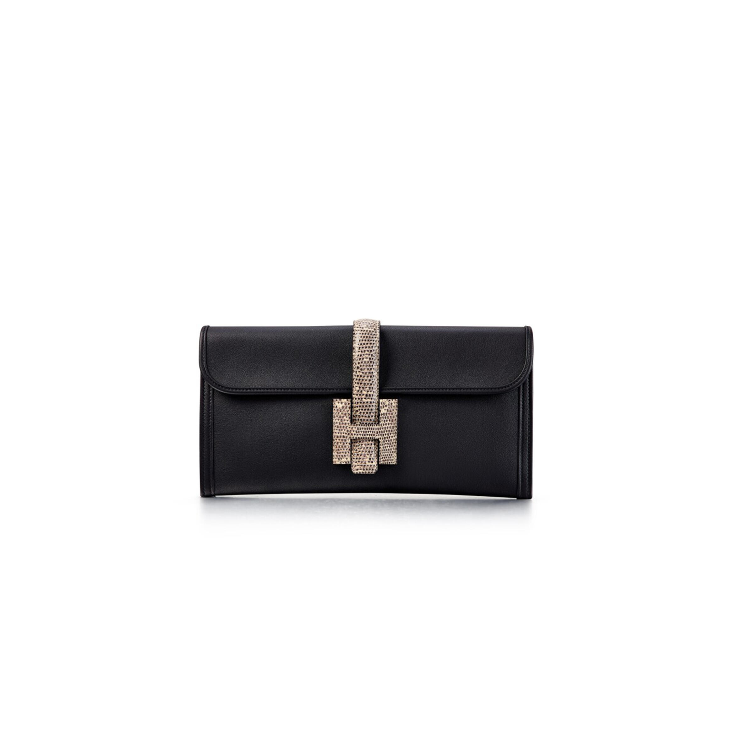 H**mes NOIR SWIFT AND LIZARD JIGE ELAN (21.5*12.5*2cm)
